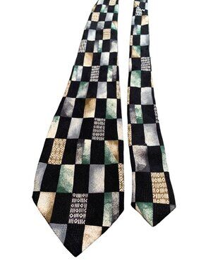 JT Beckett Mens Silk Tie Multicolor Geometric Pattern Silk Necktie